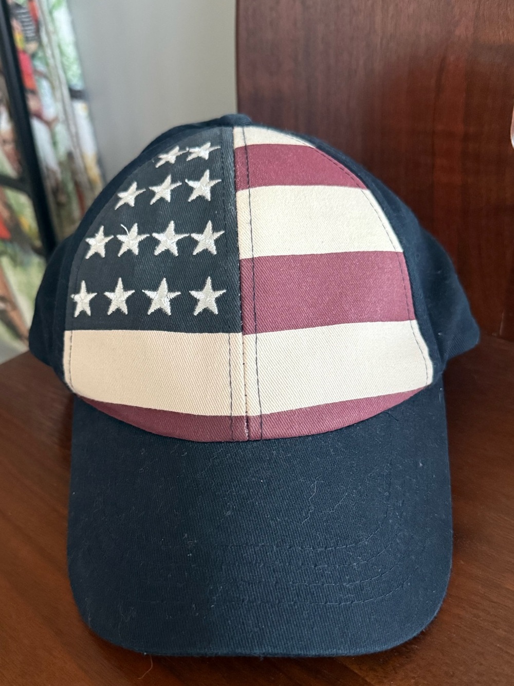 Classic American Flag Baseball Cap - Navy, Red & Cream
